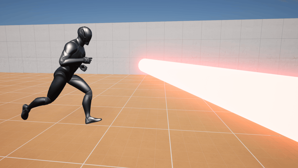 Unreal Engine 5 Manny running with a projectile coming for him