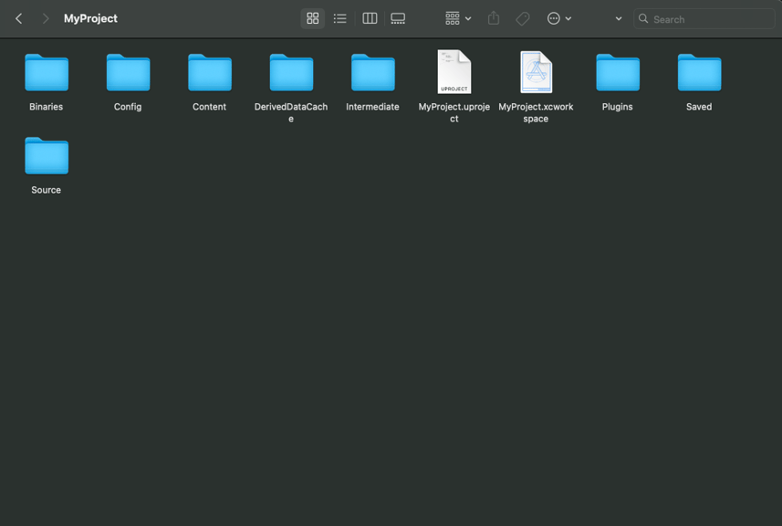 Unreal Engine MyProject folder and directories