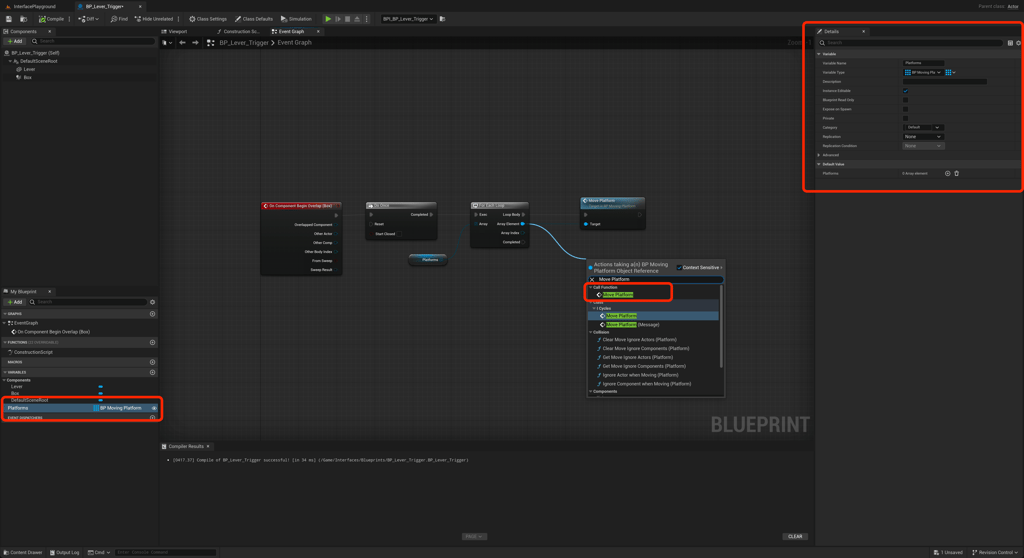 Unreal Engine 5 Lever Blueprint for BP Interface demo