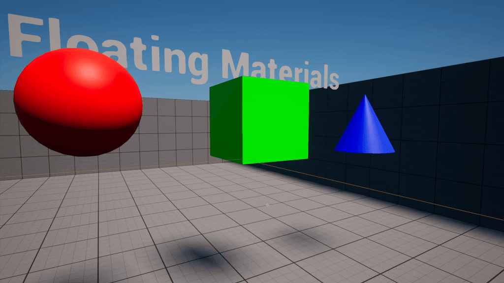 Unreal Engine 5 floating materials on display in the material playground