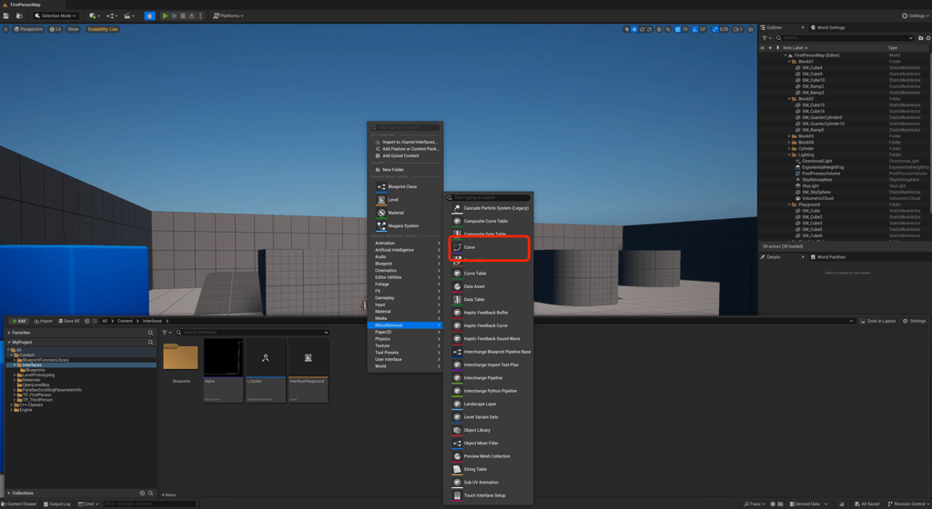 Unreal Engine 5 adding a float curve