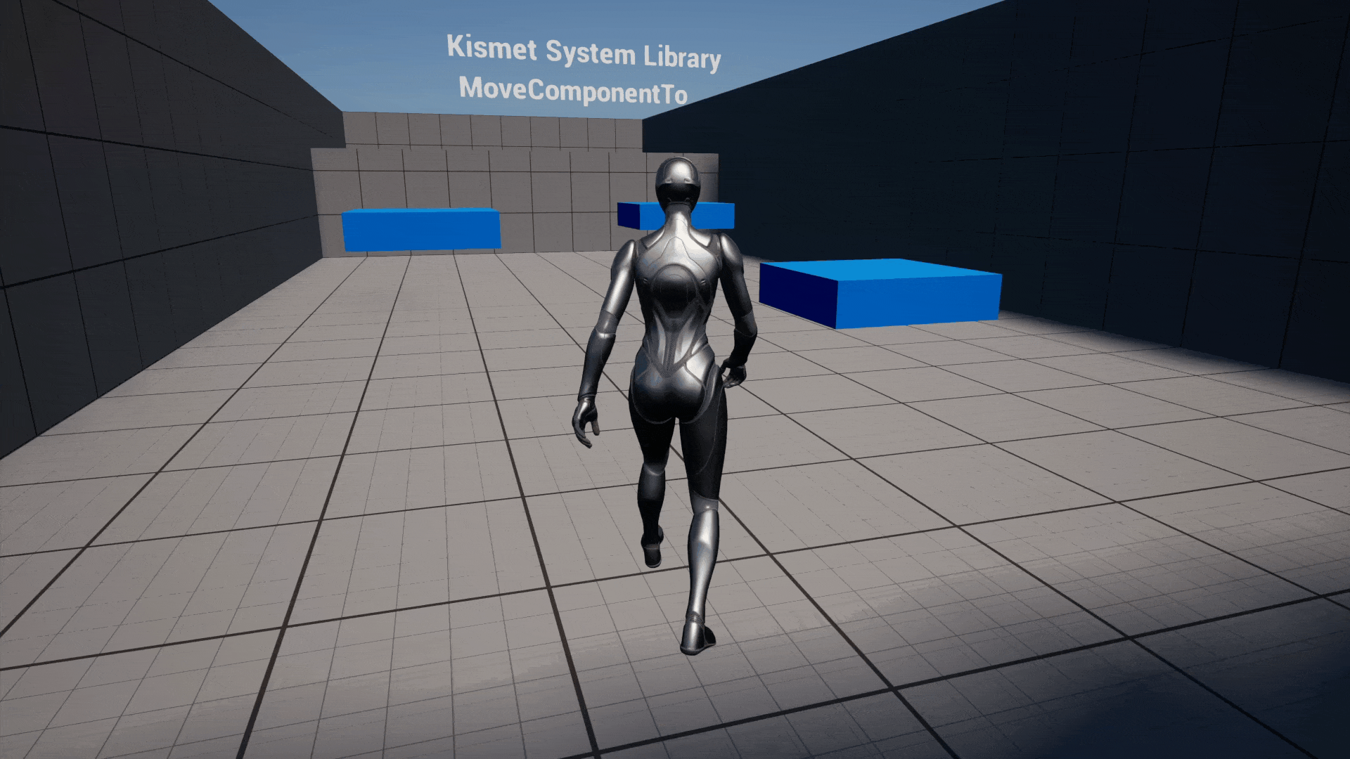 Unreal Engine 5 Quinn mannequin jumping on to a moving platform