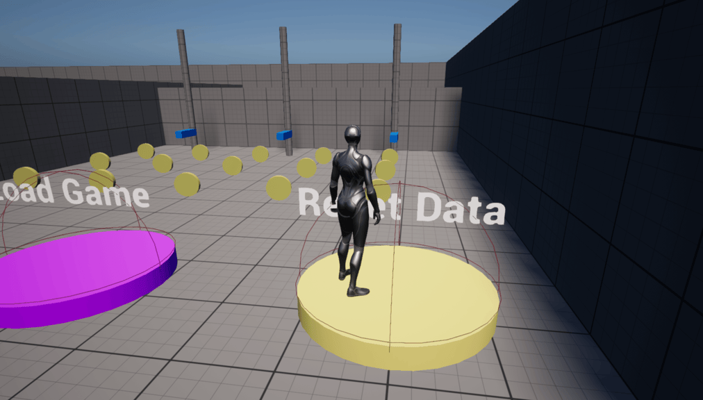 Unreal Engine 5 Quinn standing on the Reset Data platform