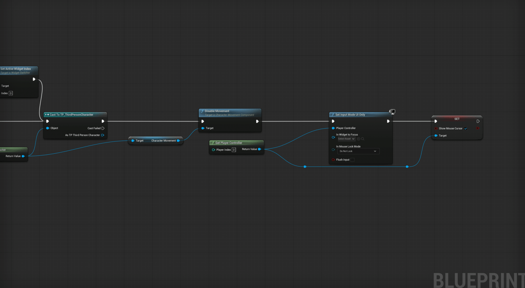 Unreal Engine 5 BP_SaveGameAsync_TriggerWidgetBox right half of the event graph