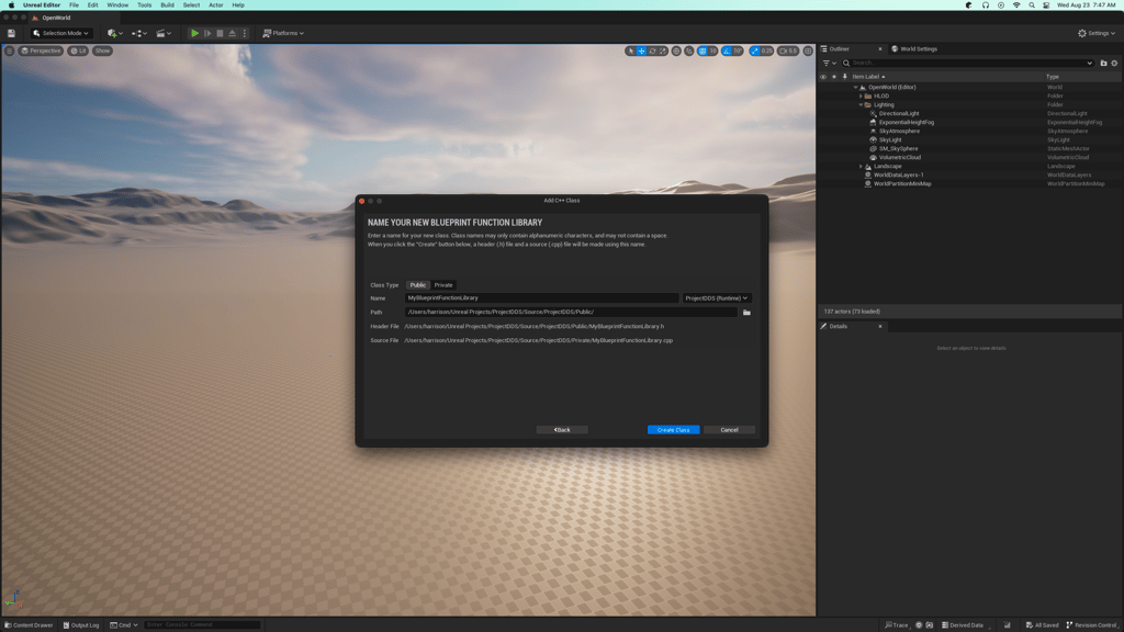 Naming a new C++ BlueprintFunctionLibrary class inside of Unreal Engine 5