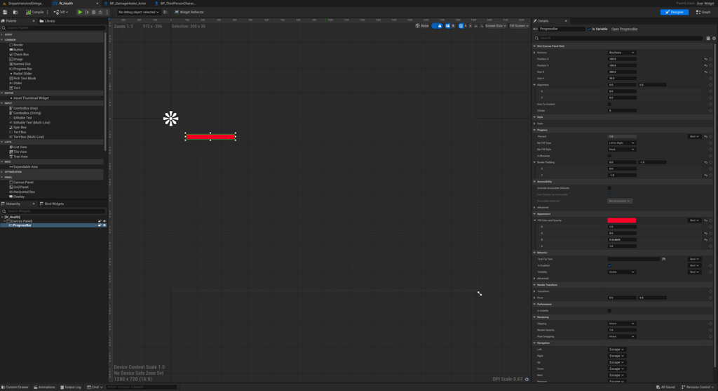 Unreal Engine 5 health user widget progress bar