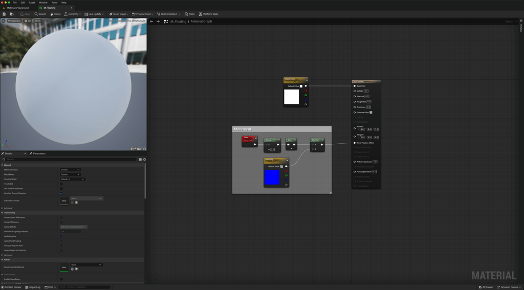 Unreal Engine 5 floating offset material nodes