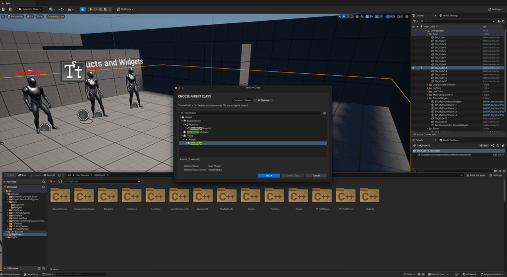 Unreal Engine 5 new C++ user widget class