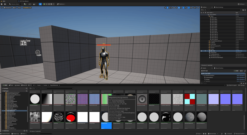 Unreal Engine 5 editor engine directory for Widget3DPassThrough material