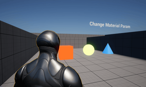 Unreal Engine 5 mannequin manny standing in front of change material param section of the gym