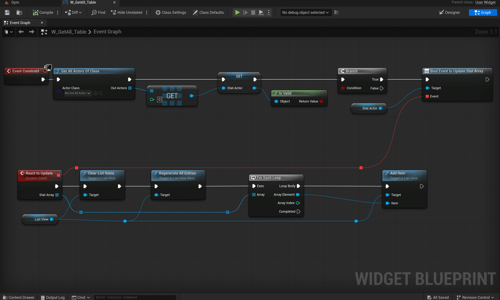 Unreal Engine 5 listview widget using the Regenerate All Entries node