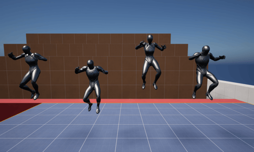 Unreal Engine 5 Quinn and Manny third person characters floating in the air in the GD Tactics Gym