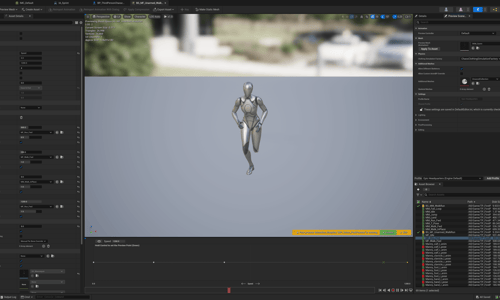 Unreal Engine 5 BS_MF_Unarmed_WalkRun Blend Space 1D editor screen Quinn as the Skeletal Mesh