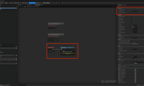 Unreal Engine Blueprint with Tick Interval printing string